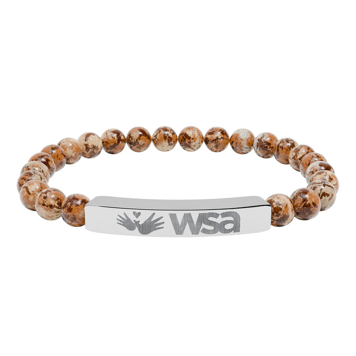 Engraved Natural Stone Stretch Bar Bracelet