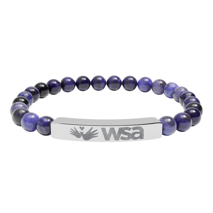 Engraved Natural Stone Stretch Bar Bracelet