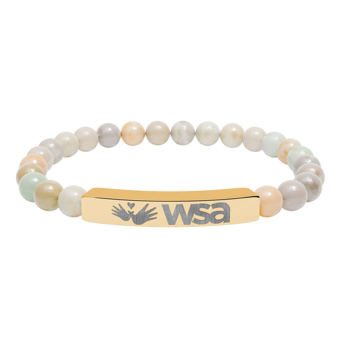 Engraved Natural Stone Stretch Bar Bracelet