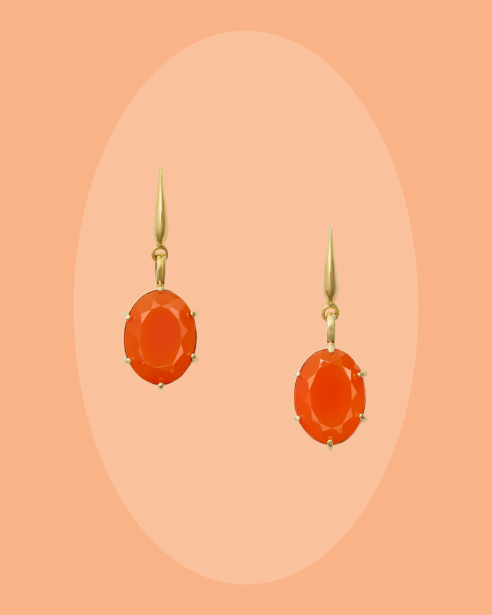 Exploding Orange Carnelian Bling Drop Earring