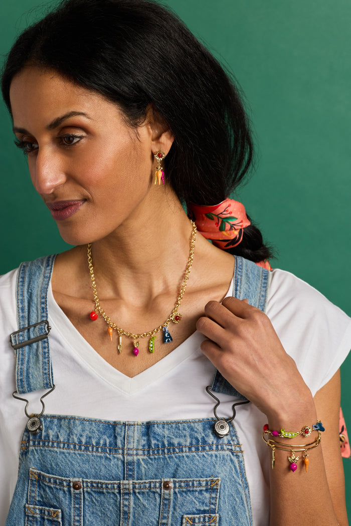 Farmers' Market Sunflower & Rainbow Carrot Drop Earrings