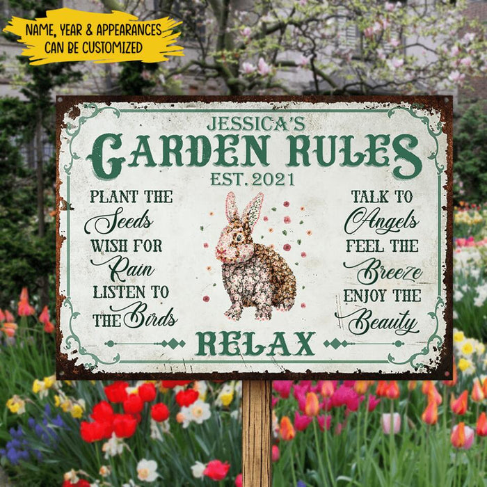 Garden Rules - Personalized Metal Sign, Garden Sign, Gift For Garden Lovers