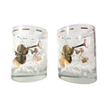 Georges Briard Signed Mid-Century Cherub Double Old Fashion Glasses (Set of 2)