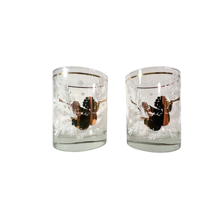 Georges Briard Signed Mid-Century Cherub Double Old Fashion Glasses (Set of 2)