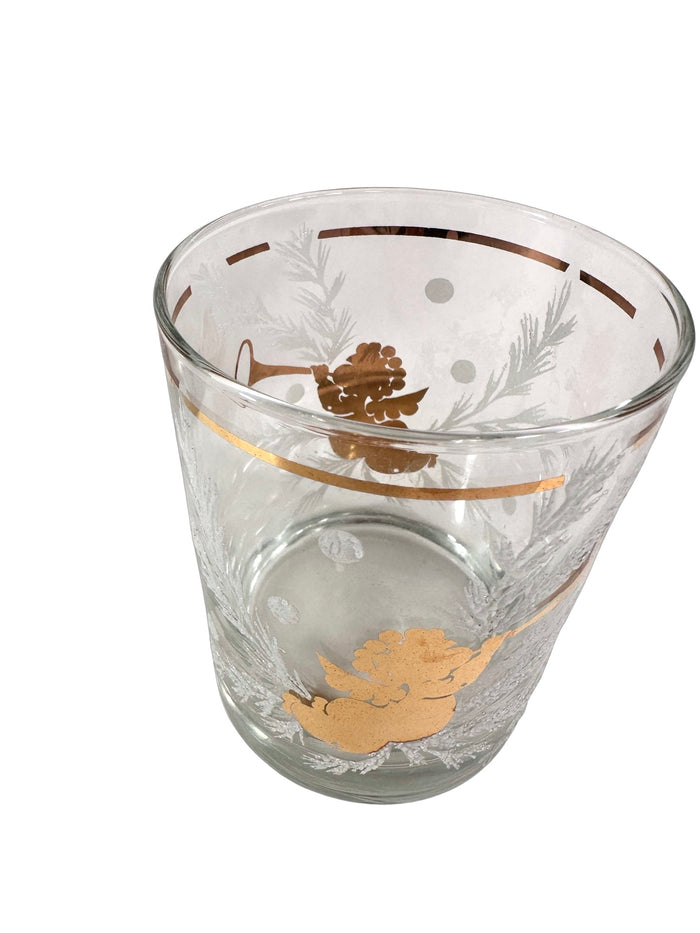 Georges Briard Signed Mid-Century Cherub Double Old Fashion Glasses (Set of 2)