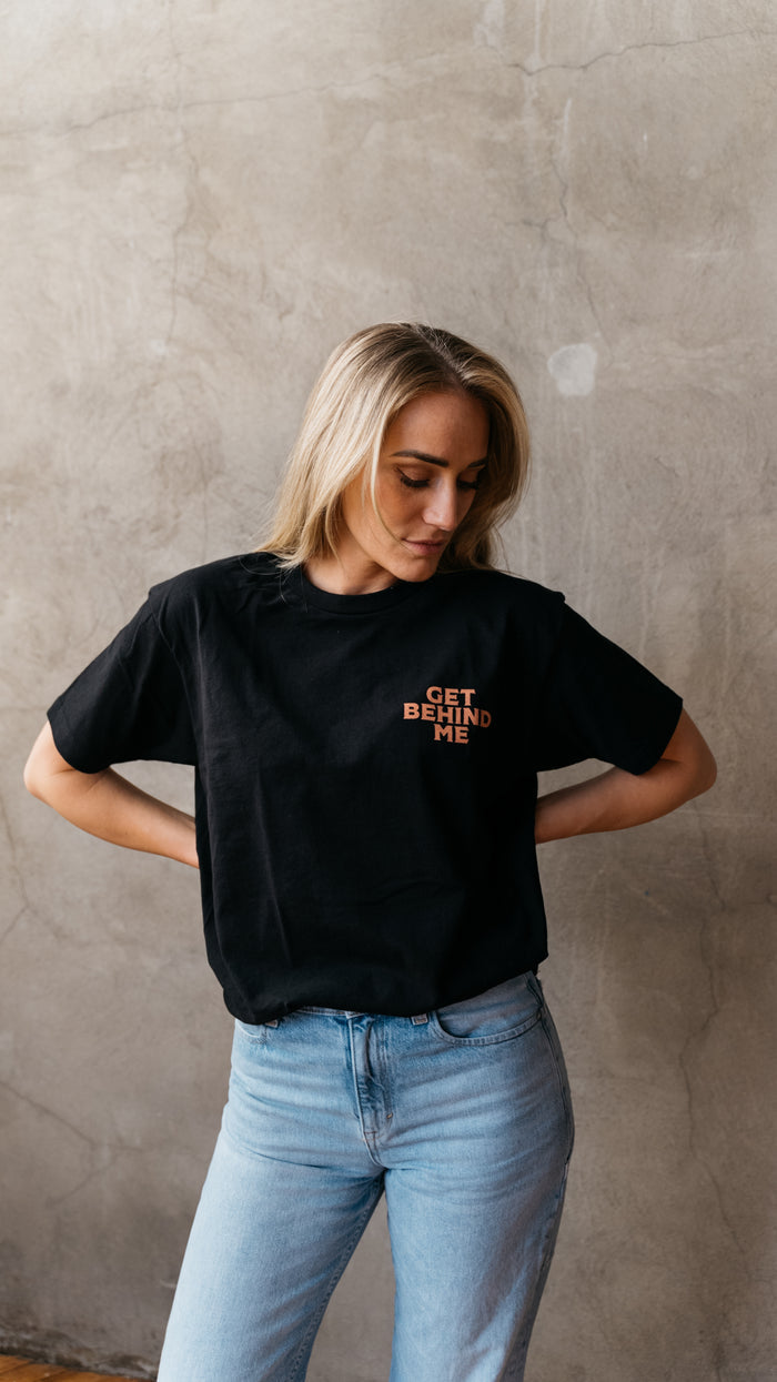 Get Behind Me Black Tee