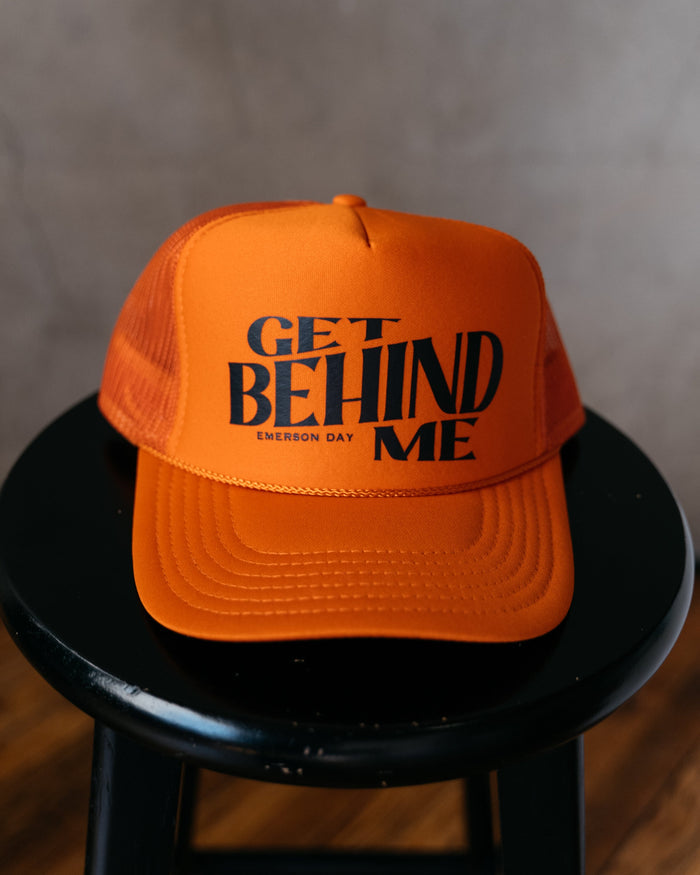 Get Behind Me Orange Trucker Hat