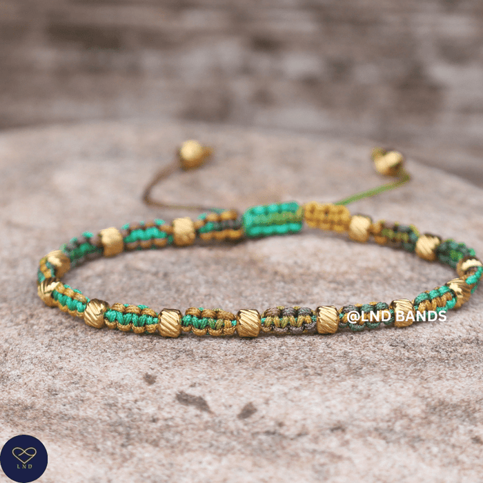 Gold Hematite colourful 4mm Adjustable Minimalist Yoga Boho Ethnic, Tibetan, birthday, protection, balance - LND Bands