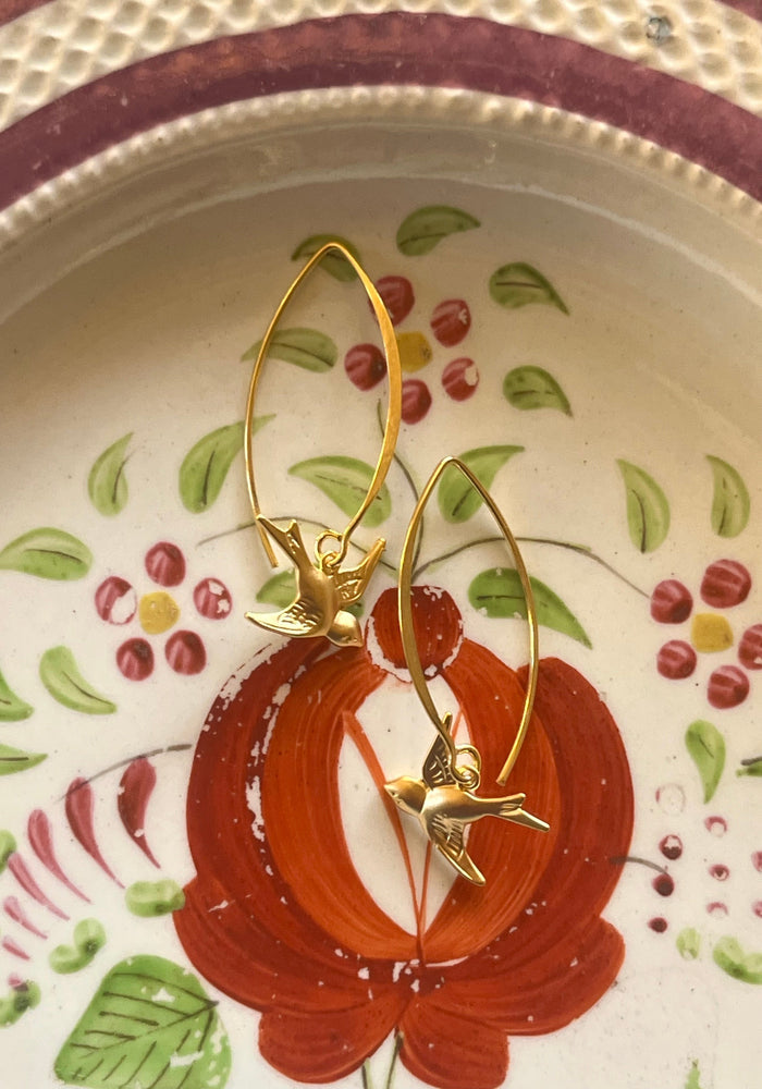 Gold Swallow Earrings
