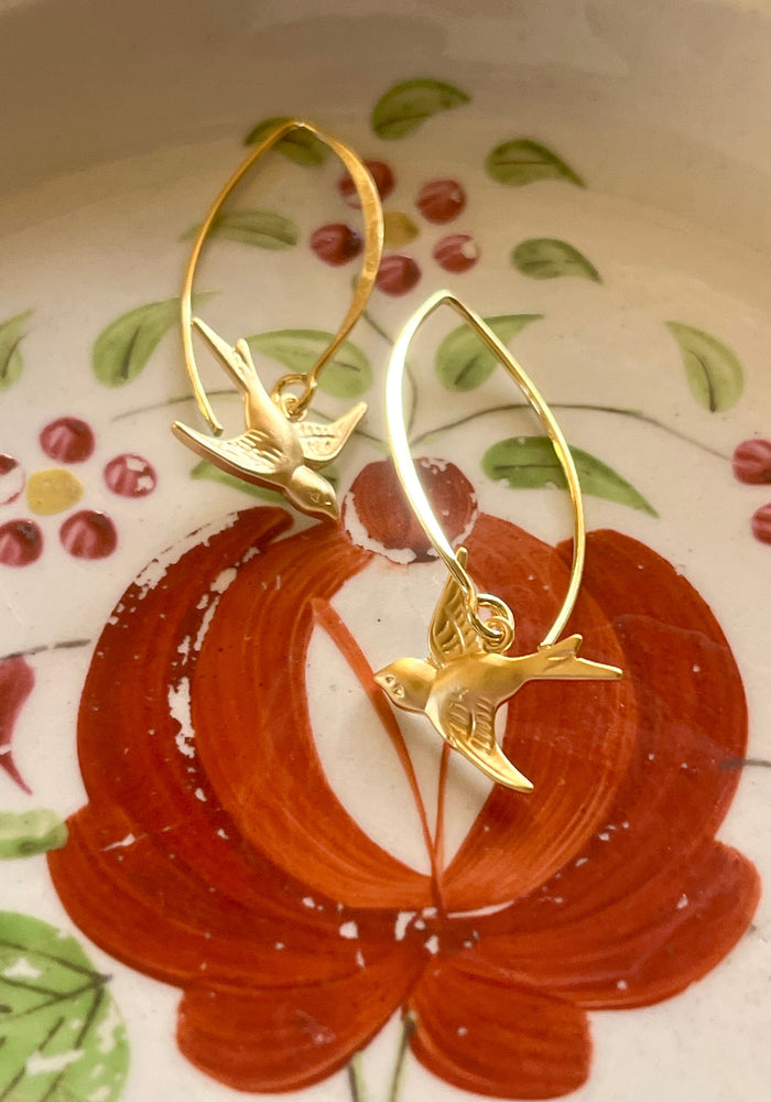 Gold Swallow Earrings