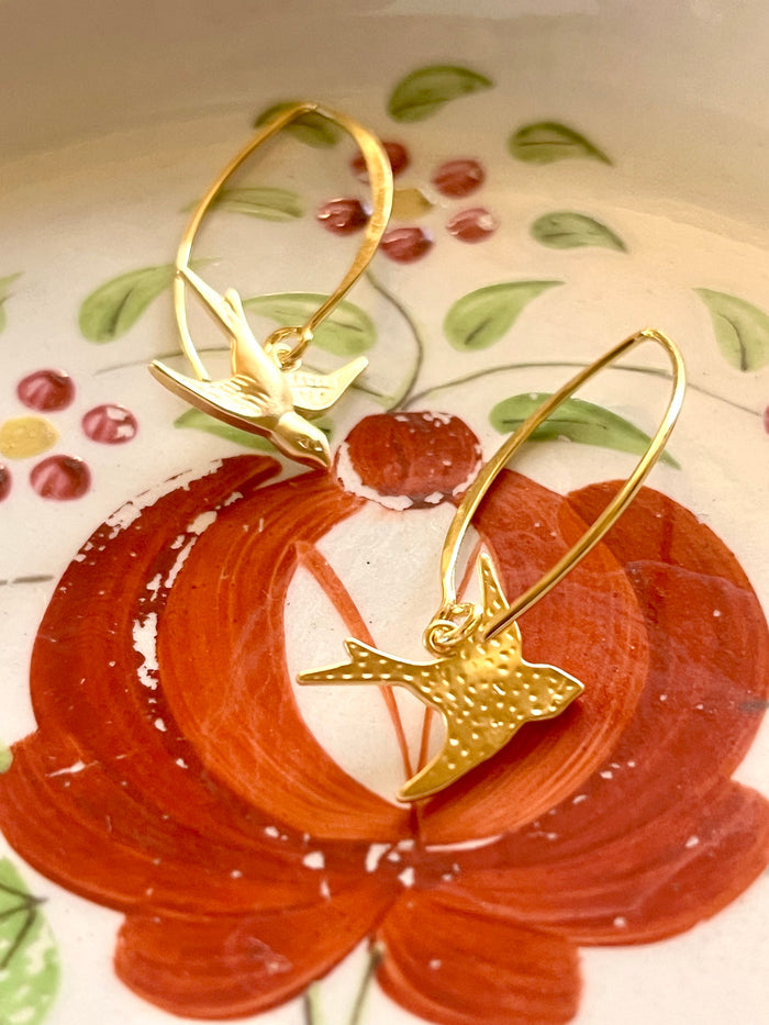 Gold Swallow Earrings