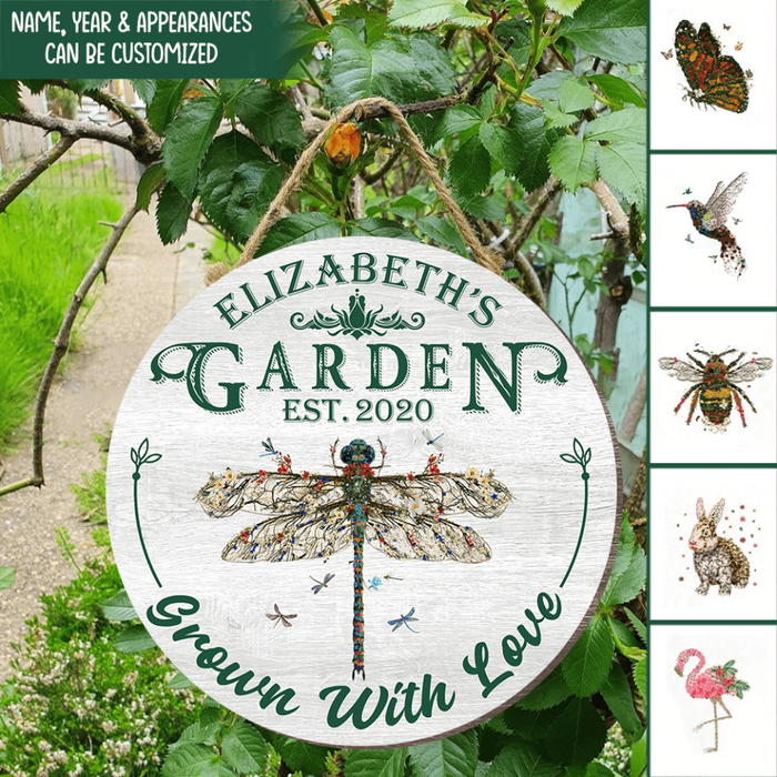 Grown With Love - Personalized Garden Door Sign, Gift For Gardening