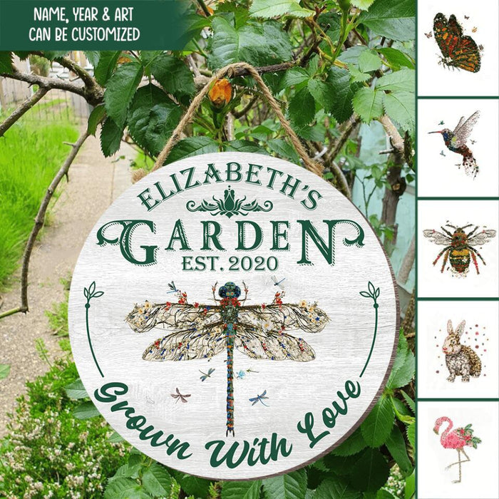 Grown With Love - Personalized Garden Door Sign, Gift For Gardening