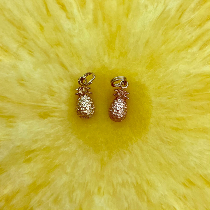 Hawaiian Pineapple charms in Yellow and Pink gold