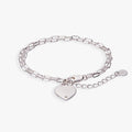 Heart Charm Double Paperclip Chain Bracelet