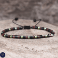 Hematite, Onyx, Brecciated Jasper 2x4mm Bead Bracelet: Yoga, Adjustable, Ethnic, Boho, elegant, focus, clarity - LND Bands