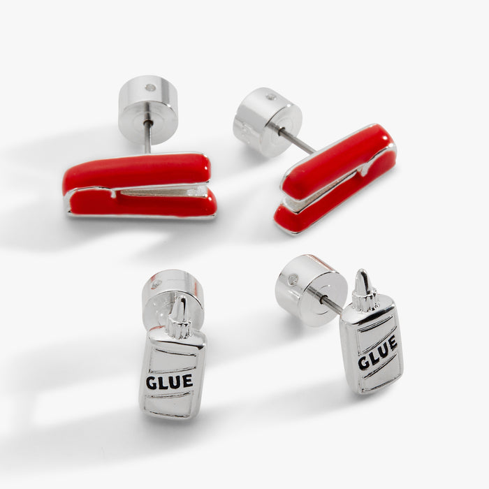 'Holding Us All Together' Glue & Stapler Stud Earring Set