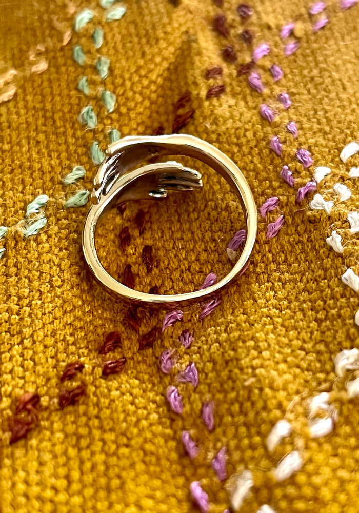 Hugging Hands Brass Ring