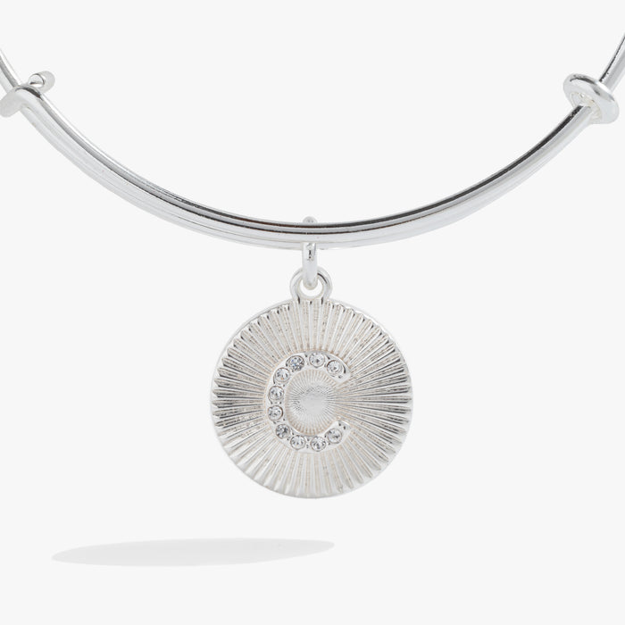 Initial C Pave Starburst Texture Bangle