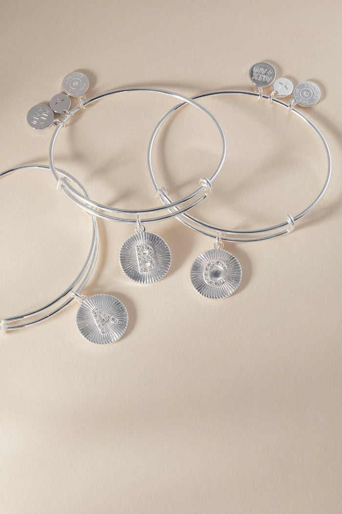 Initial C Pave Starburst Texture Bangle