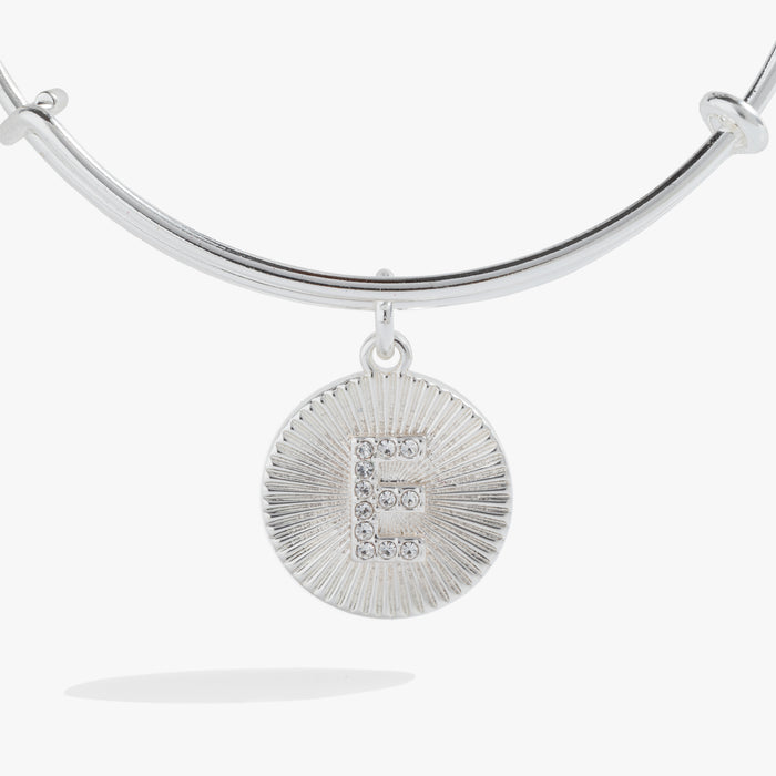 Initial E Pave Starburst Texture Bangle