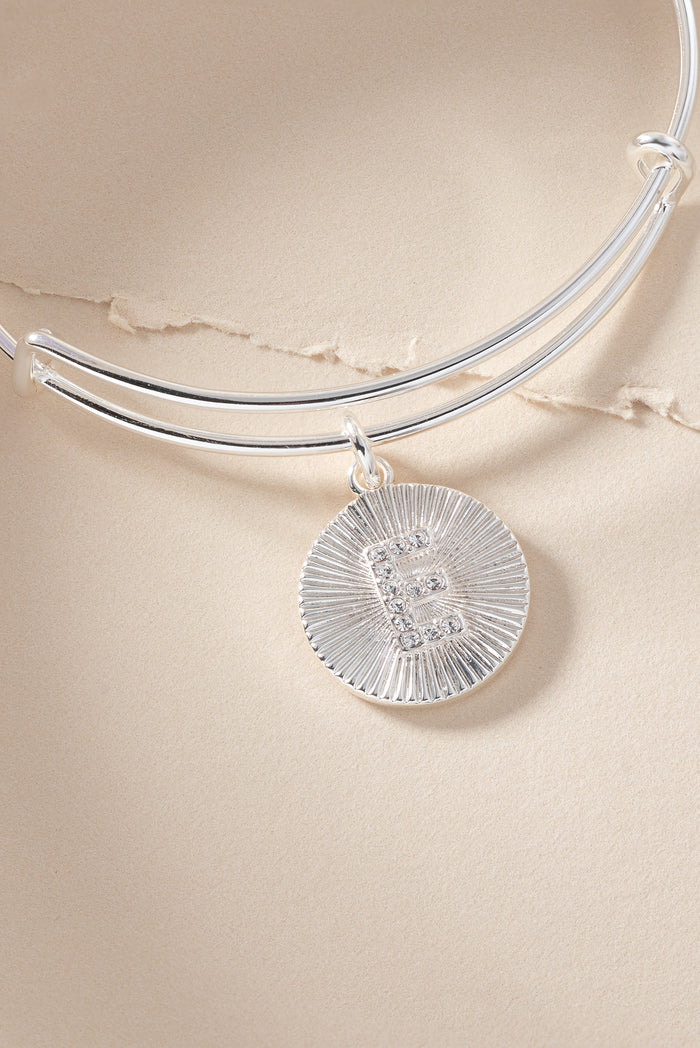 Initial E Pave Starburst Texture Bangle