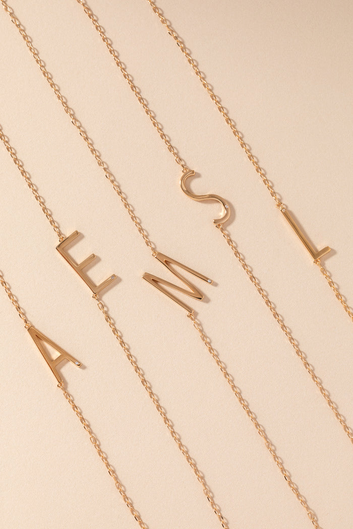 Initial E Precious Elongated Necklace