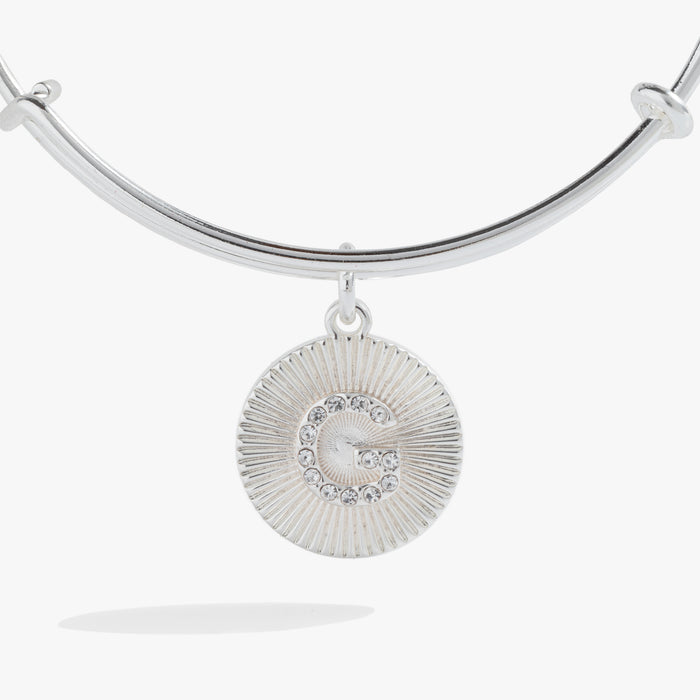 Initial G Pave Starburst Texture Bangle