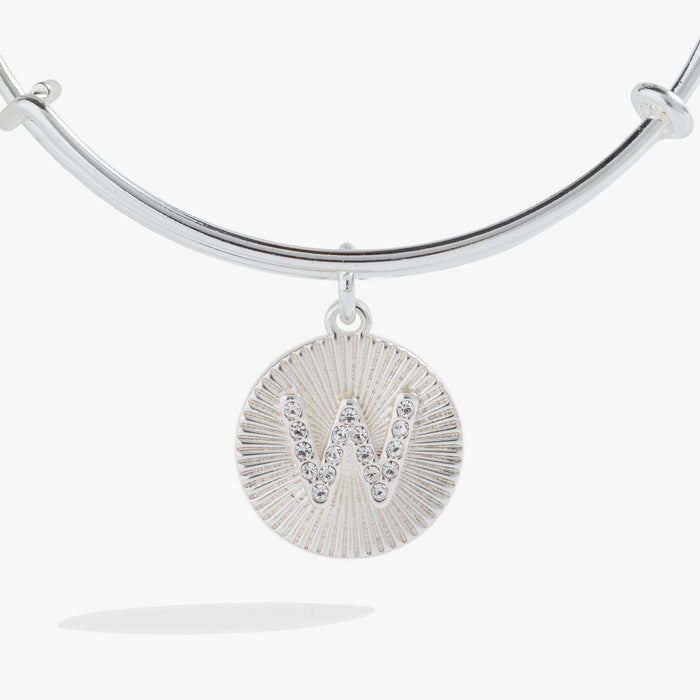 Initial W Pave Starburst Texture Bangle