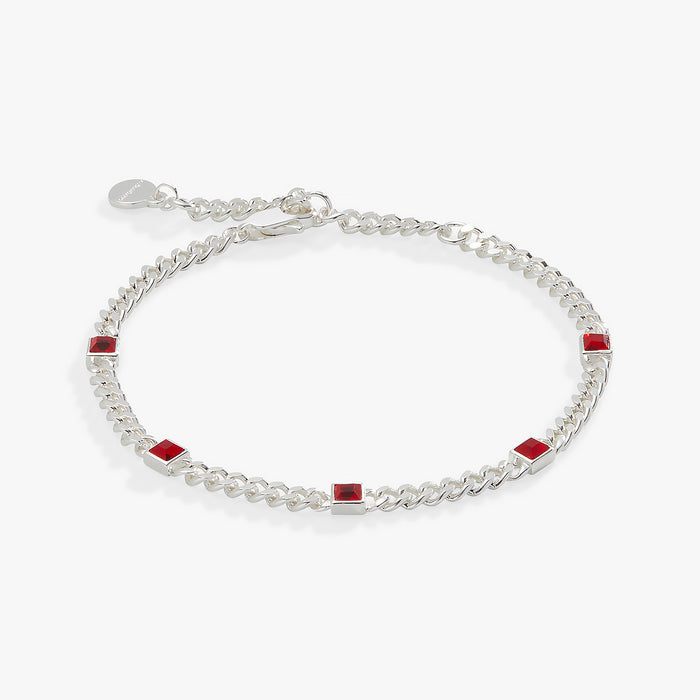 July Birthstone Ruby Curb Chain Bracelet