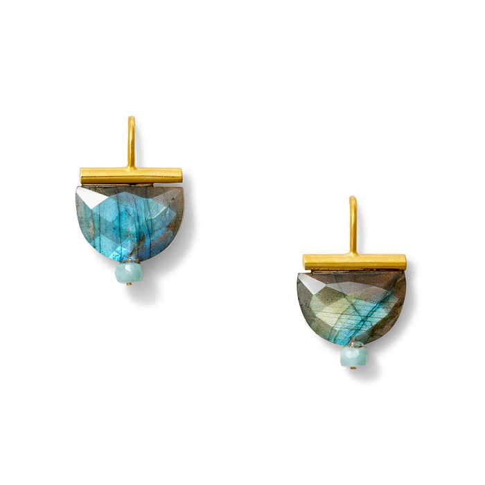 Labradorite Crescent Earrings