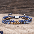 Lapis Lazuli Tiger Eye double bracelet 4mm, Tibetan Adjustable, Yoga, Minimalist, Gift for him - LND Bands
