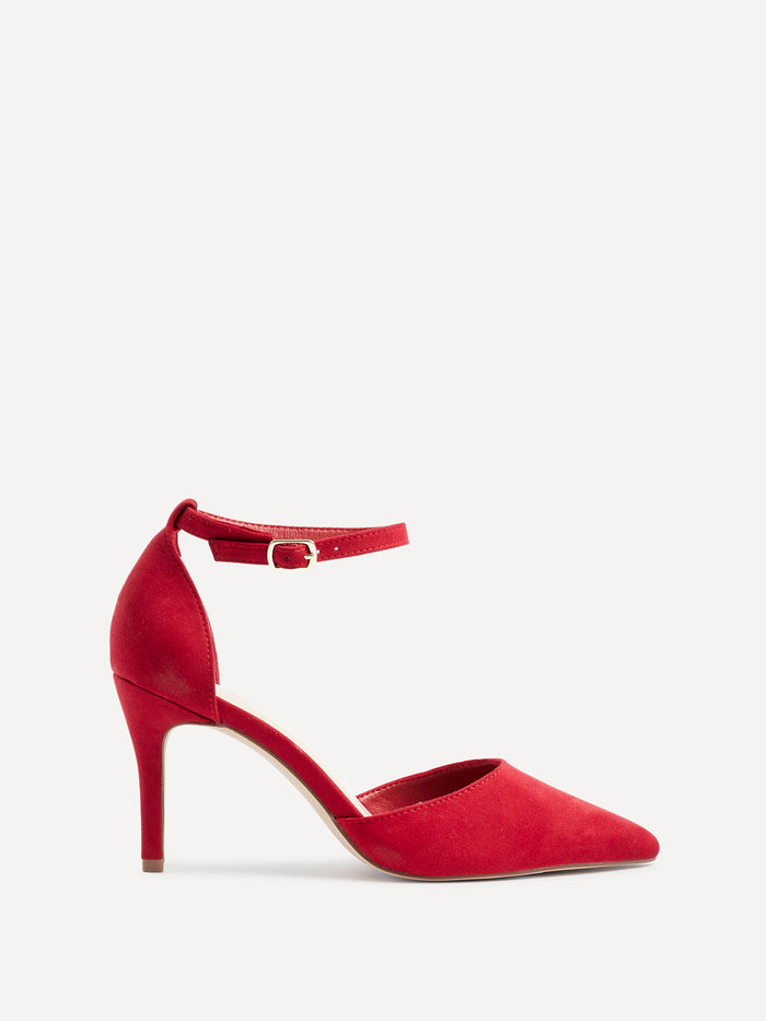 Lavora Wide Fit Red Faux Suede Court Heels