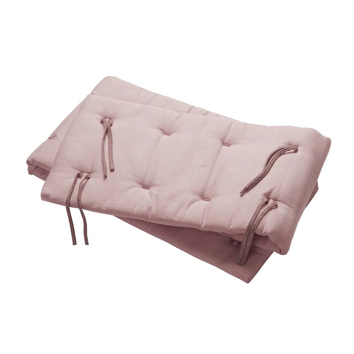 Pink quilted bumper pad with ties for Leander Organic Linea Luna Cot Bumper, perfect for Toshi Baby