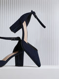 Leona Navy Faux Suede Court Heels