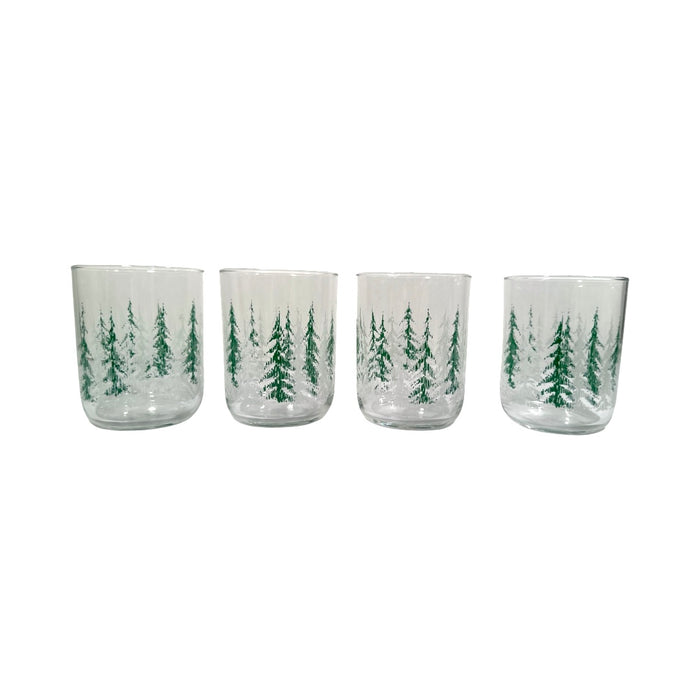 Libbey Vintage Frosted Trees Double Old Fashion Glasses (Set of 4)