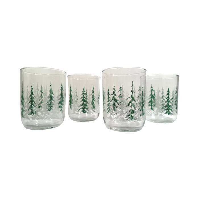 Libbey Vintage Frosted Trees Double Old Fashion Glasses (Set of 4)