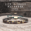 LIFE is tough but so ARE YOU Morse Code Bracelet: Motivational, Inspirational, secret message - LND Bands
