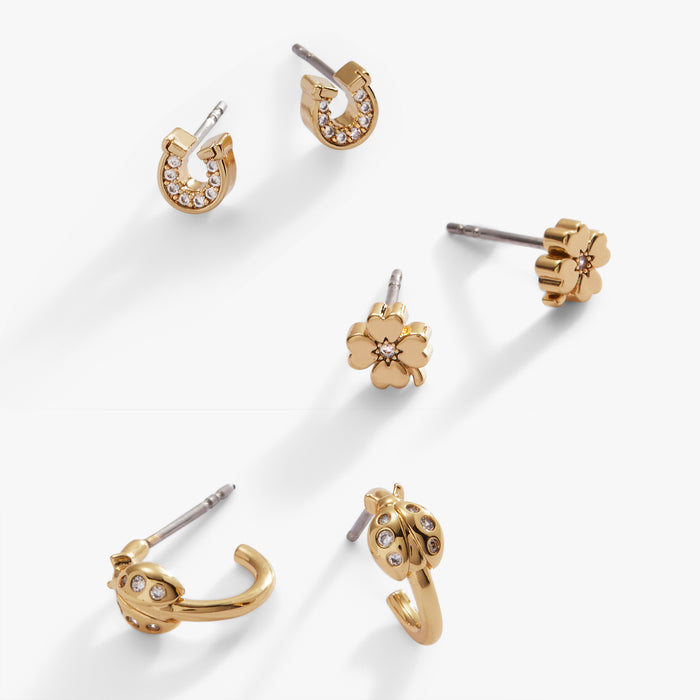 Love and Luck Stud & Hoop Earrings Set of 3