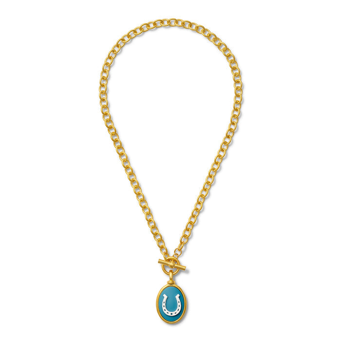Lucky Blu Horseshoe Cameo Pendant