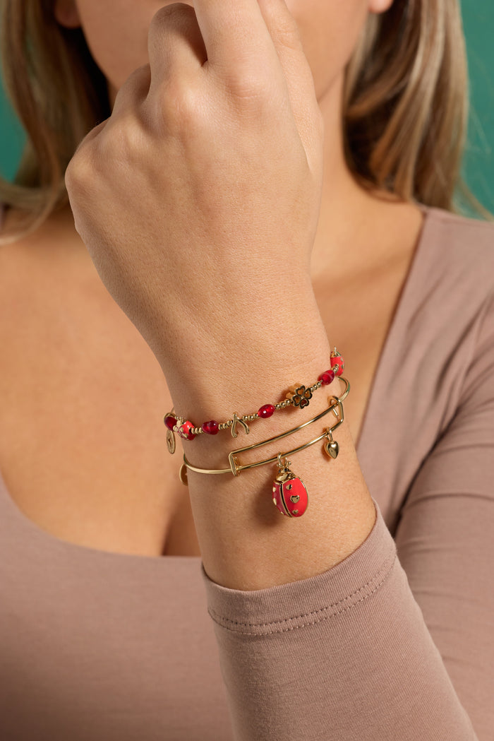 'Make Your Own Luck' Ladybug Charm Bangle