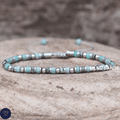 Map Jasper Amazon stone 2x4mm Gemstone Bracelet, Adjustable, Tibetan, Natural Stone, Yoga, Boho, Ethnic - LND Bands