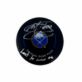 Martin Biron Signed Buffalo Sabres Official Game Model Hockey Puck with Last to Wear '00