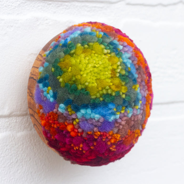 Midi Puff Sculpture in Olive Wood Frame | Hibiscus