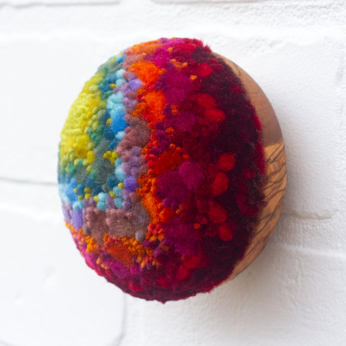 Midi Puff Sculpture in Olive Wood Frame | Hibiscus