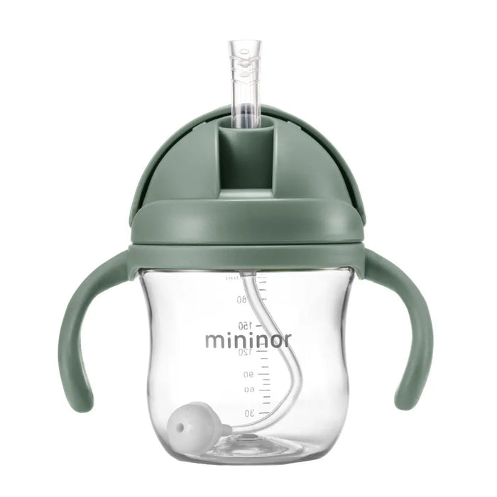 Green and clear Mininor Straw Bottle Tritan 220ml for Toshi Baby