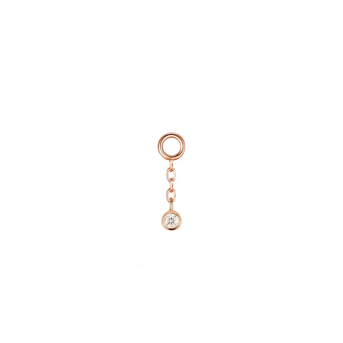 14K Rose Gold / Bezel Diamond / 2mm on 5mm chain