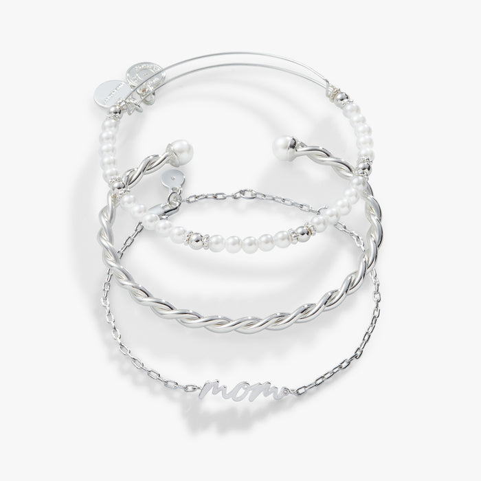 Mom Script Bracelet, Set of 3