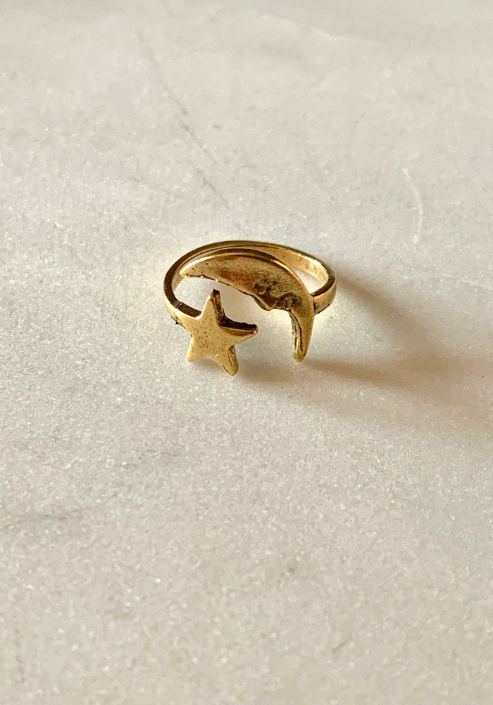 Moon and Star Ring