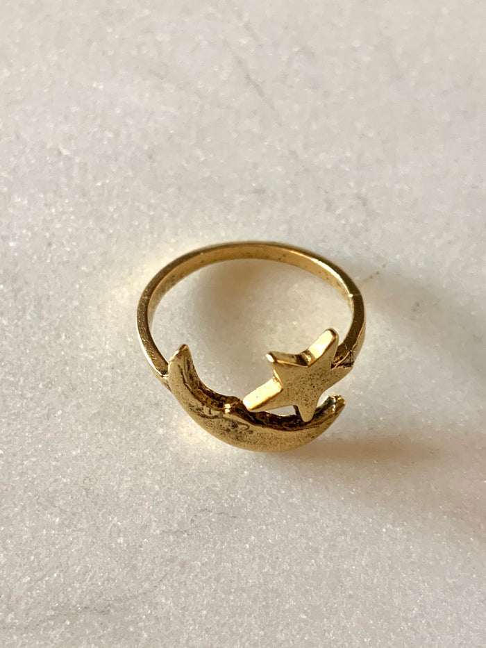 Moon and Star Ring